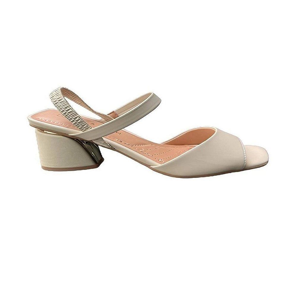 Sand Lia Ramarim Salto Alto Bloco Feminino Cor Nude