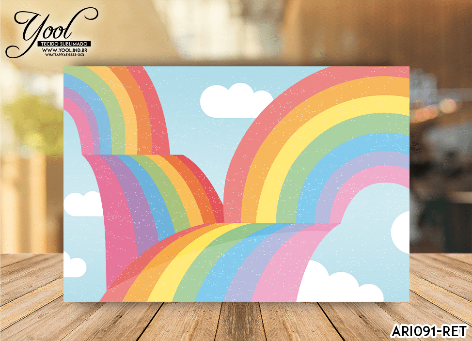 Painel Arco Iris Retangular Em Tecido Sublimado Yool