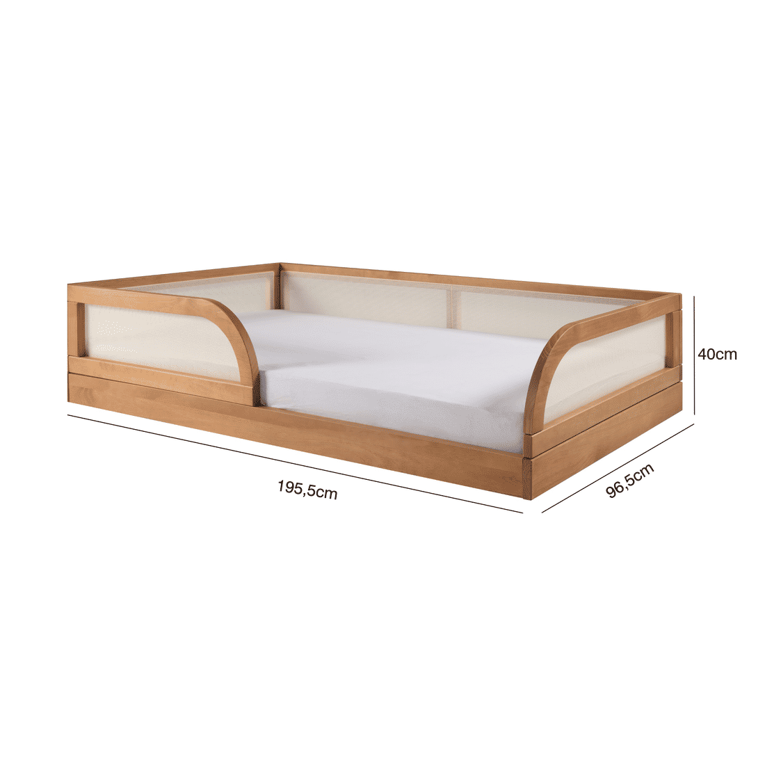 Cama de Solteiro Maria 2 em 1 de Madeira Maciça com Tela - Avelã Cama de Solteiro Maria 2 em 1 de Madeira Maciça com Tela - Avelã