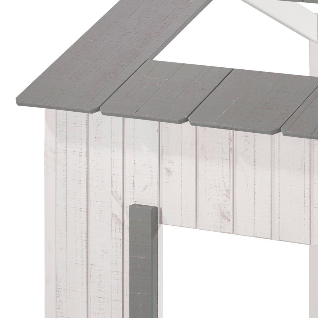 Cama Infantil Montessoriana Cabana de Madeira Maciça - Branco e Cinza Cama Infantil Montessoriana Cabana de Madeira Maciça - Branco e Cinza