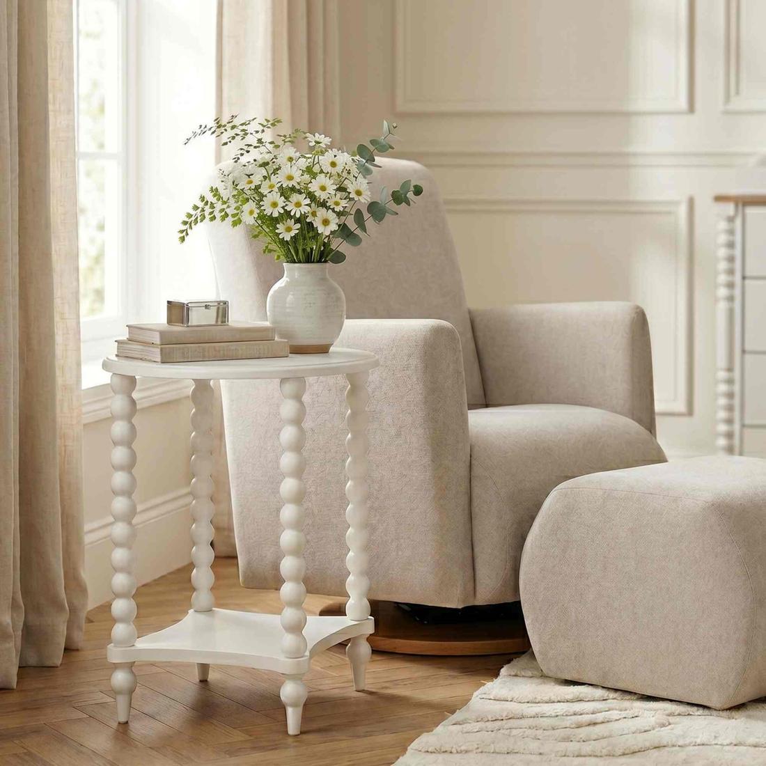 Mesa Lateral de Madeira Maciça Celine - Branco Mesa Lateral de Madeira Maciça Celine - Branco