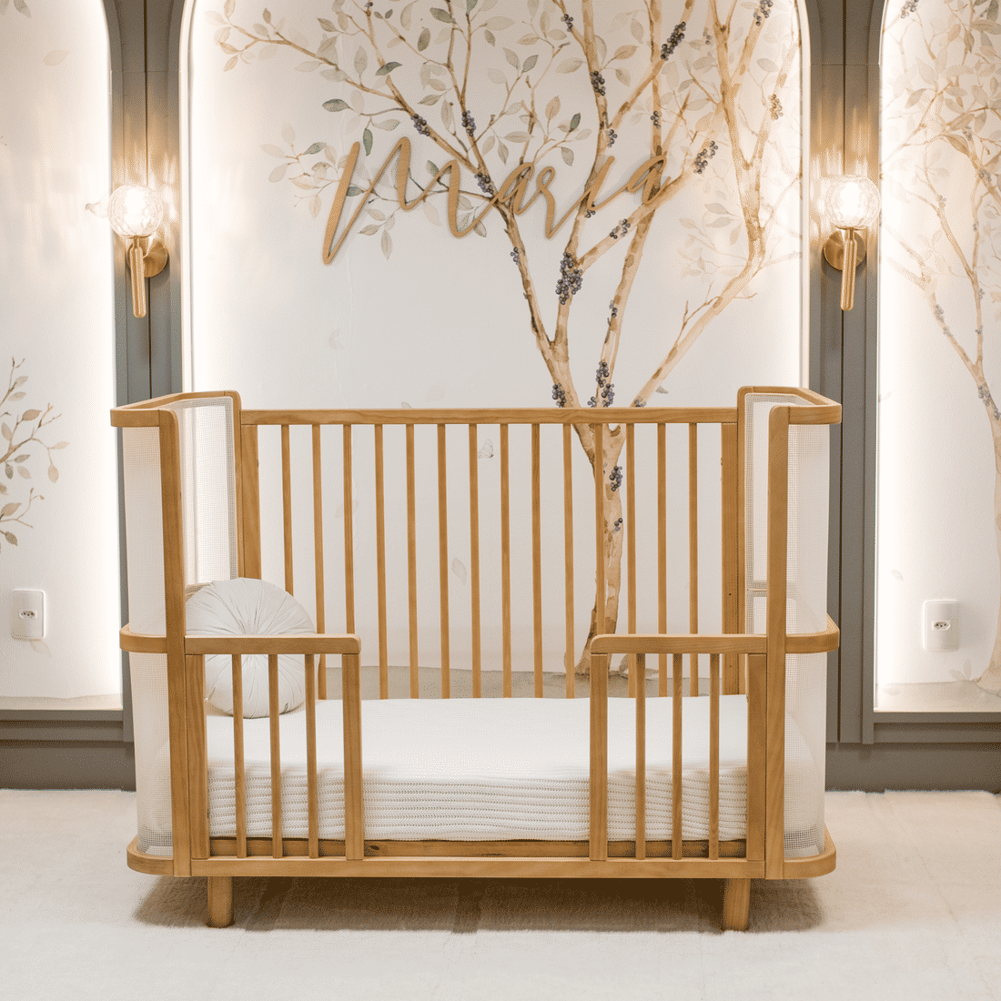 Berço Cama Evolutivo Maria Madeira Maciça Reflorestada com Tela Avelã Berço Cama Evolutivo Maria Madeira Maciça Reflorestada com Tela Avelã