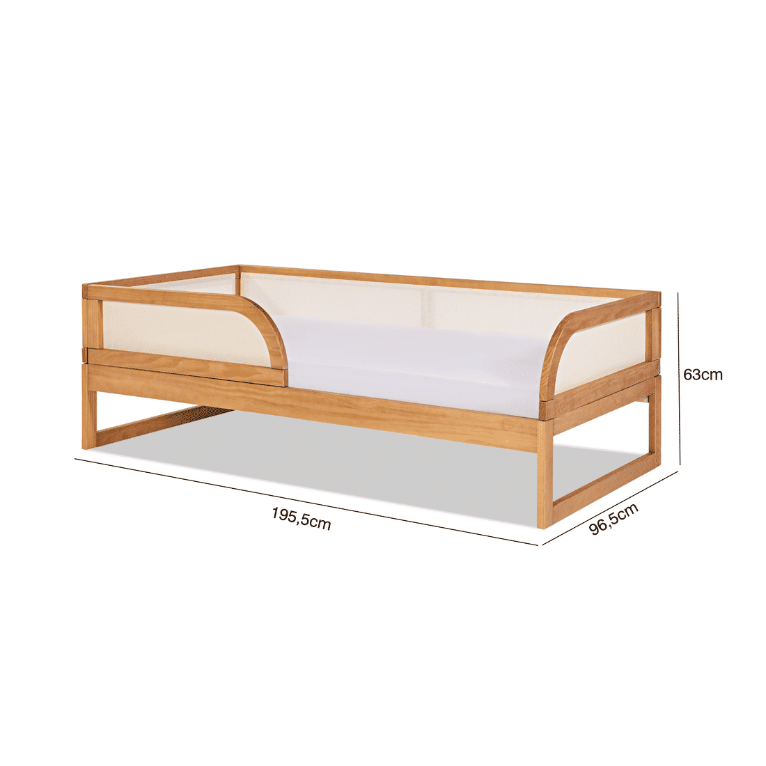 Cama de Solteiro Maria 2 em 1 de Madeira Maciça com Tela - Avelã Cama de Solteiro Maria 2 em 1 de Madeira Maciça com Tela - Avelã