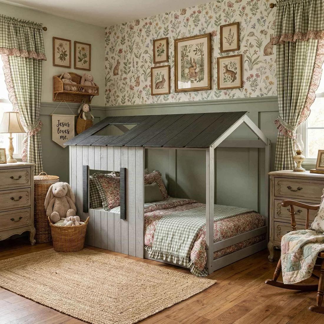Cama Infantil Montessoriana Cabana de Madeira Maciça - Cinza Cama Infantil Montessoriana Cabana de Madeira Maciça - Cinza