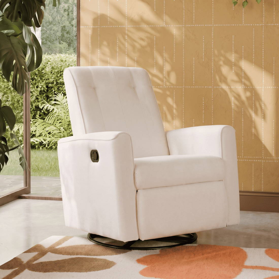 Poltrona de Amamentação Luna Giratória Reclinável Automática - Off White Poltrona de Amamentação Luna Giratória Reclinável Automática - Off White
