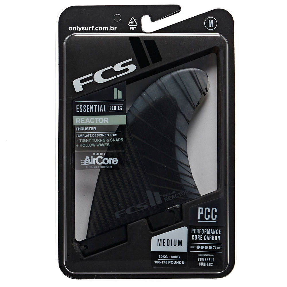 Quilhas FCS II Reactor PC Carbon Tri - Medium - OnlySurf