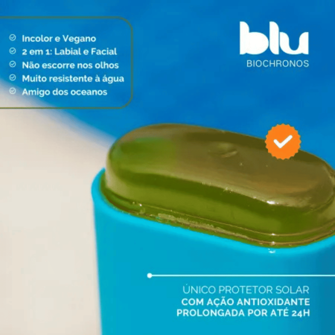 Protetor Solar Blu Biochronos Facial e Labial FPS 40 - 15g Protetor Solar Blu Biochronos Facial e Labial FPS 40 - 15g