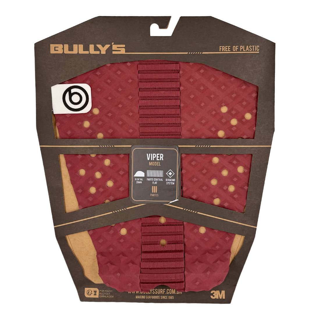 Deck Bullys Viper Flat 3M Vinho/Branco Deck Bullys Viper Flat 3M Vinho/Branco