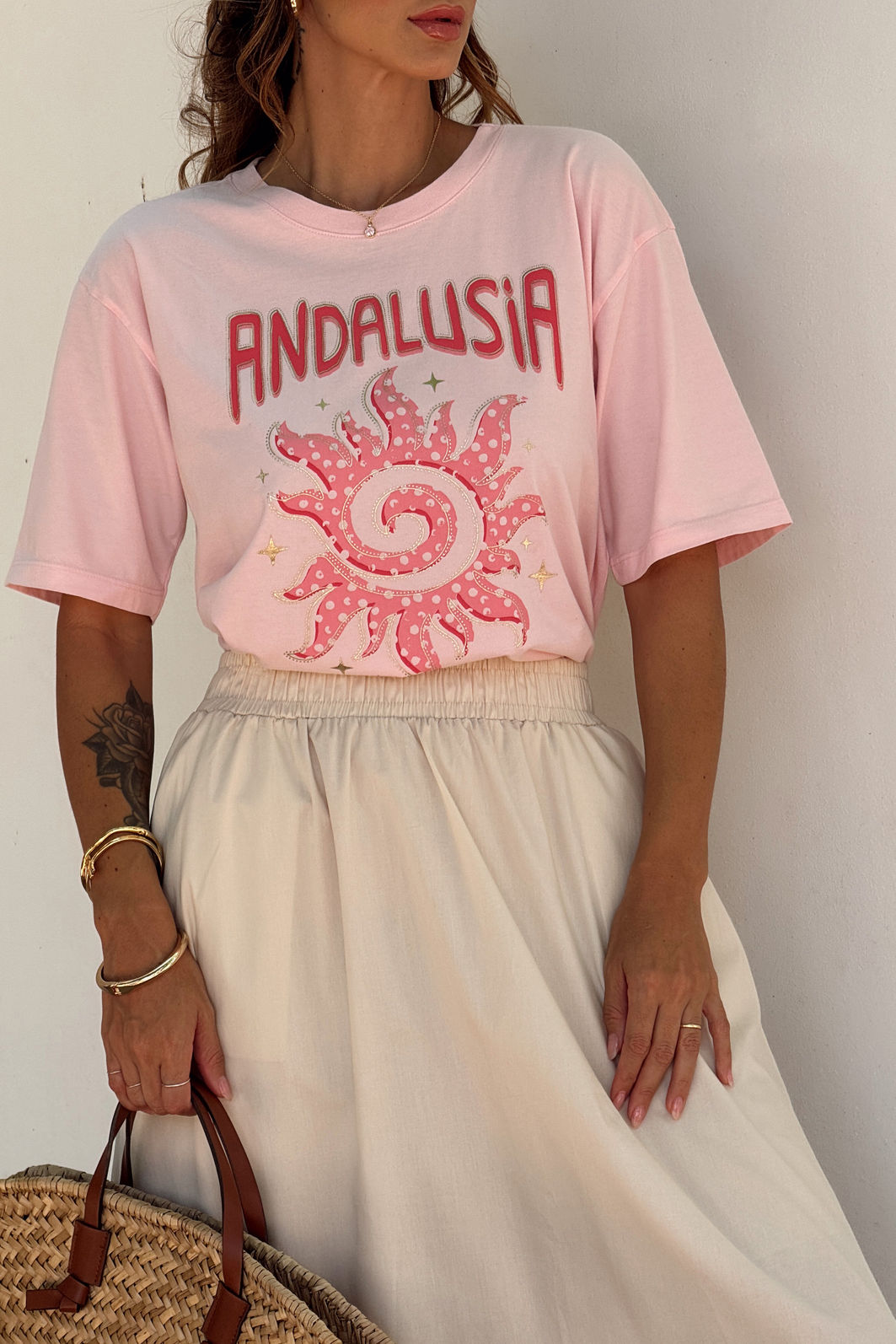 T-SHIRT ESTONADA ANDALUSIA (COM FOIL) ROSA CANDY T-SHIRT ESTONADA ANDALUSIA (COM FOIL) ROSA CANDY