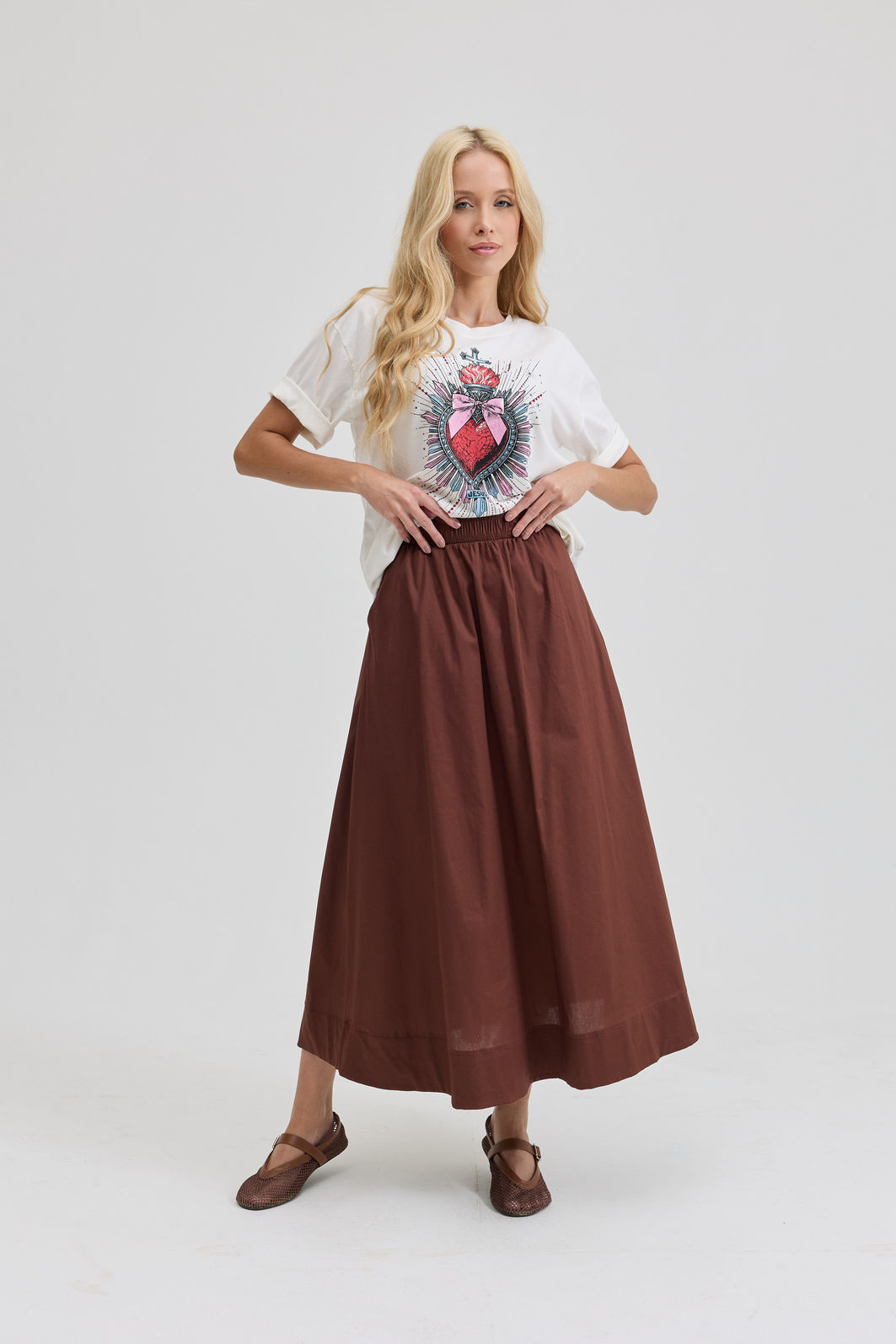 SAIA MIDI LIVIA MARROM TRUFADO SAIA MIDI LIVIA MARROM TRUFADO