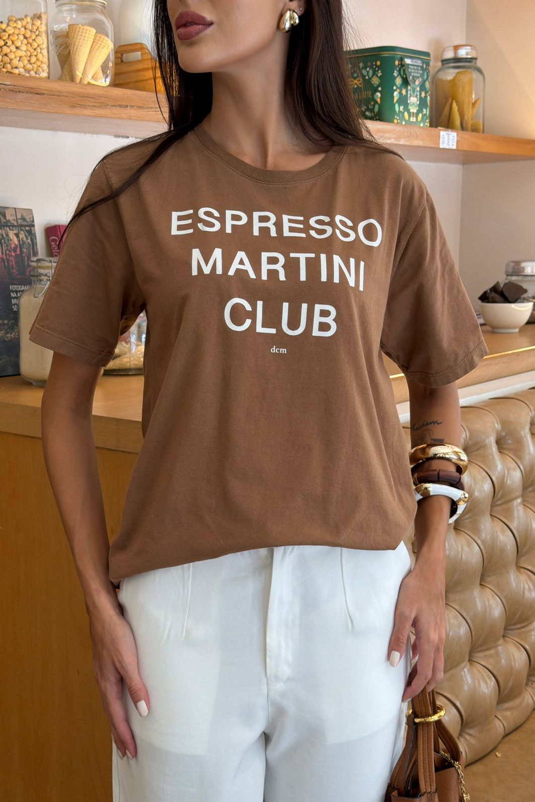 T-SHIRT ESTONADA ESPRESSO MARTINI MARROM T-SHIRT ESTONADA ESPRESSO MARTINI MARROM