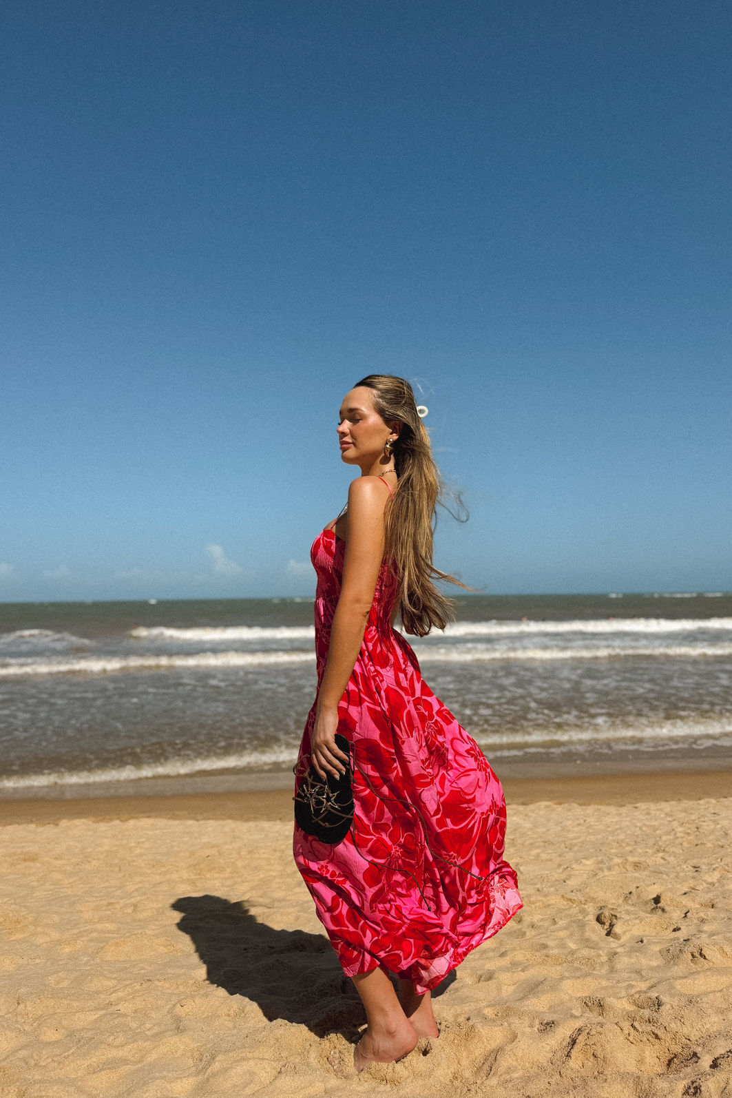 VESTIDO MIDI PANDORA FLORAL ROSA