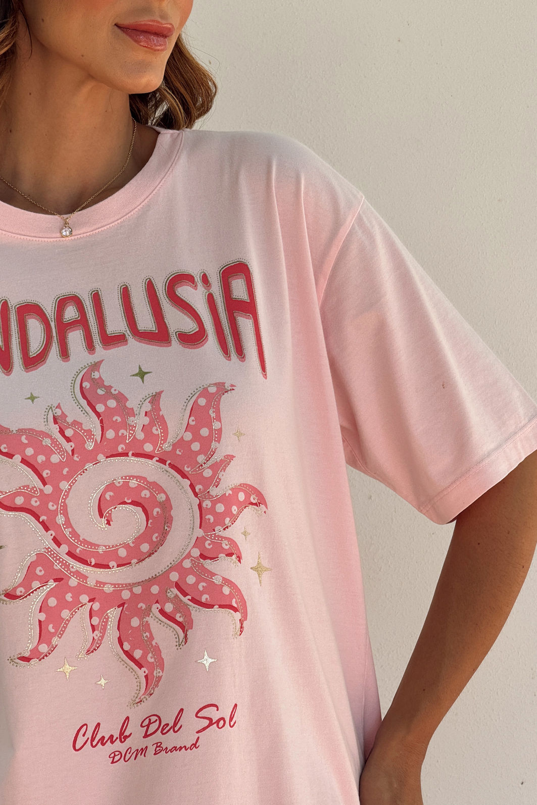 T-SHIRT ESTONADA ANDALUSIA (COM FOIL) ROSA CANDY T-SHIRT ESTONADA ANDALUSIA (COM FOIL) ROSA CANDY