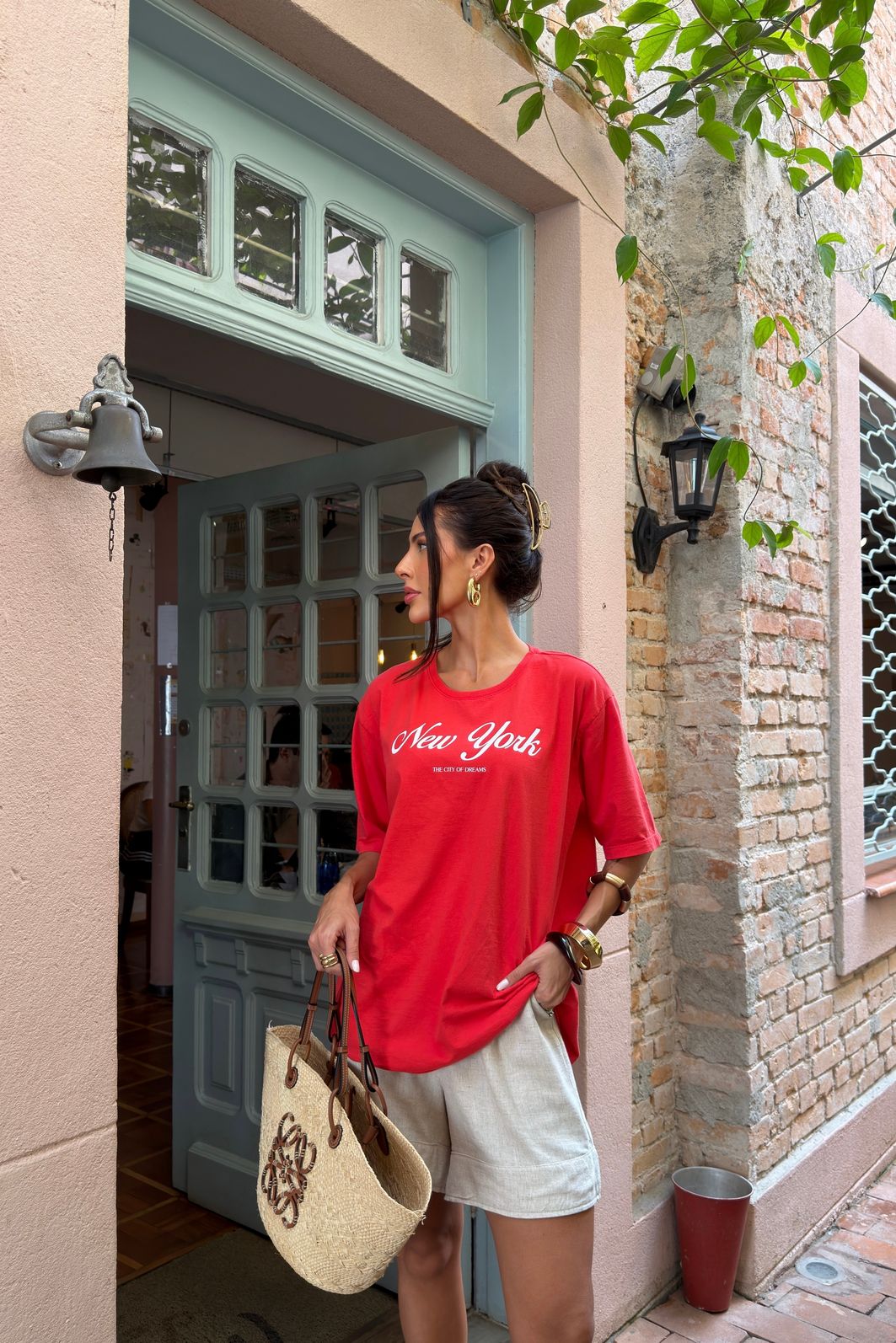 T-SHIRT OVERSIZED NEW YORK VERMELHO