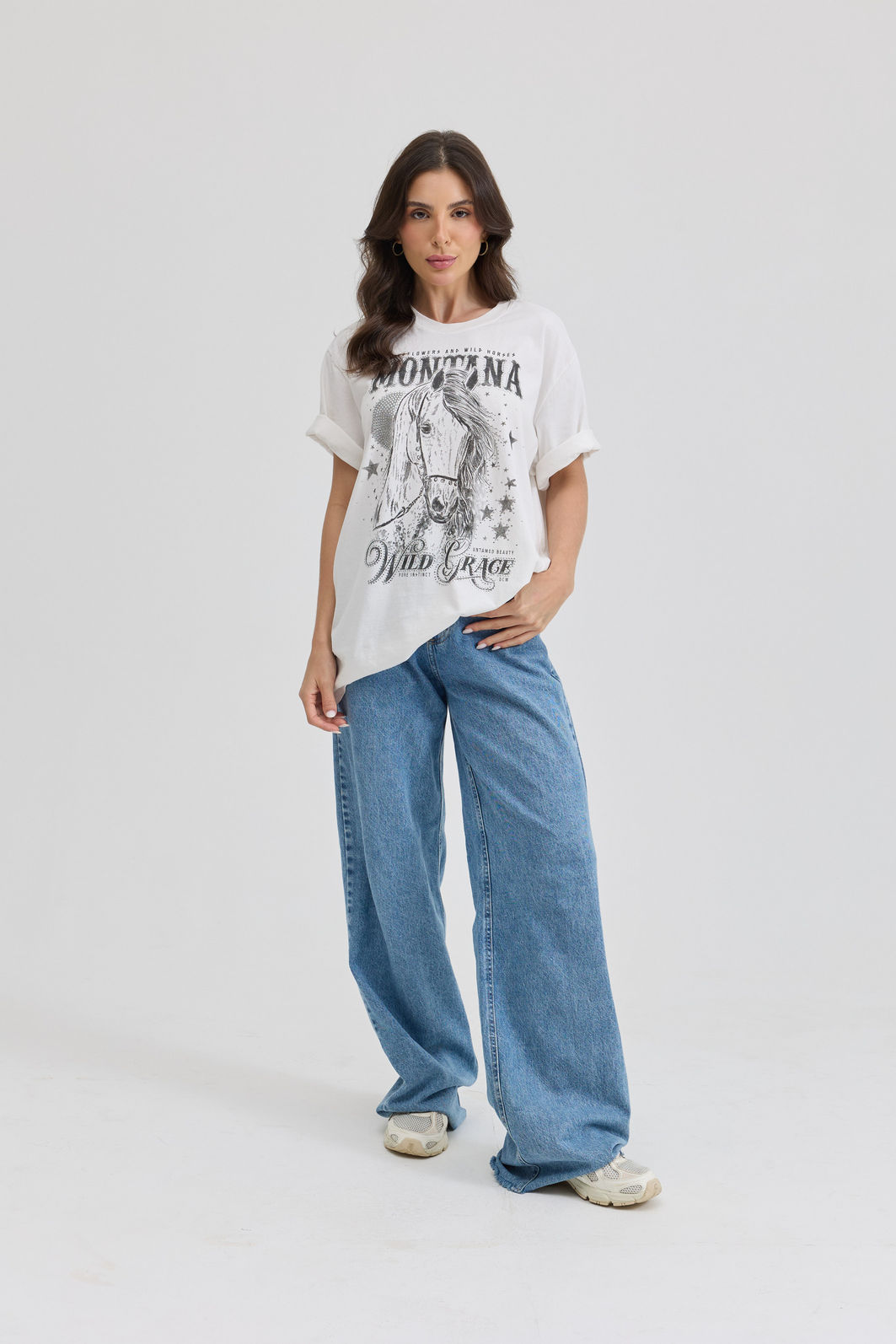 T-SHIRT OVERSIZED MONTANA WILD (COM STRASS) OFF WHITE