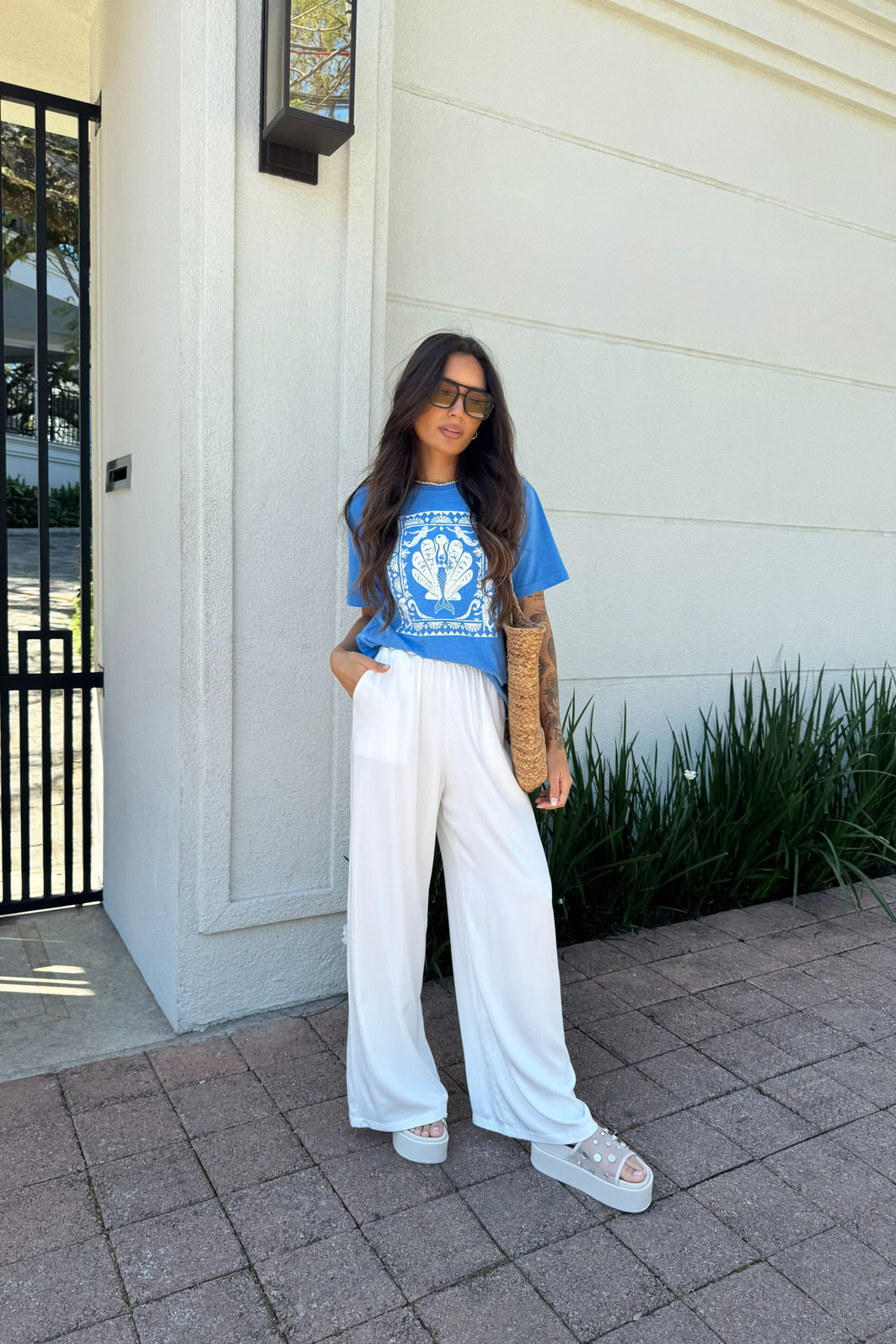 T-SHIRT ESTONADA MERMAID ELEGANCE AZUL CÉU T-SHIRT ESTONADA MERMAID ELEGANCE AZUL CÉU