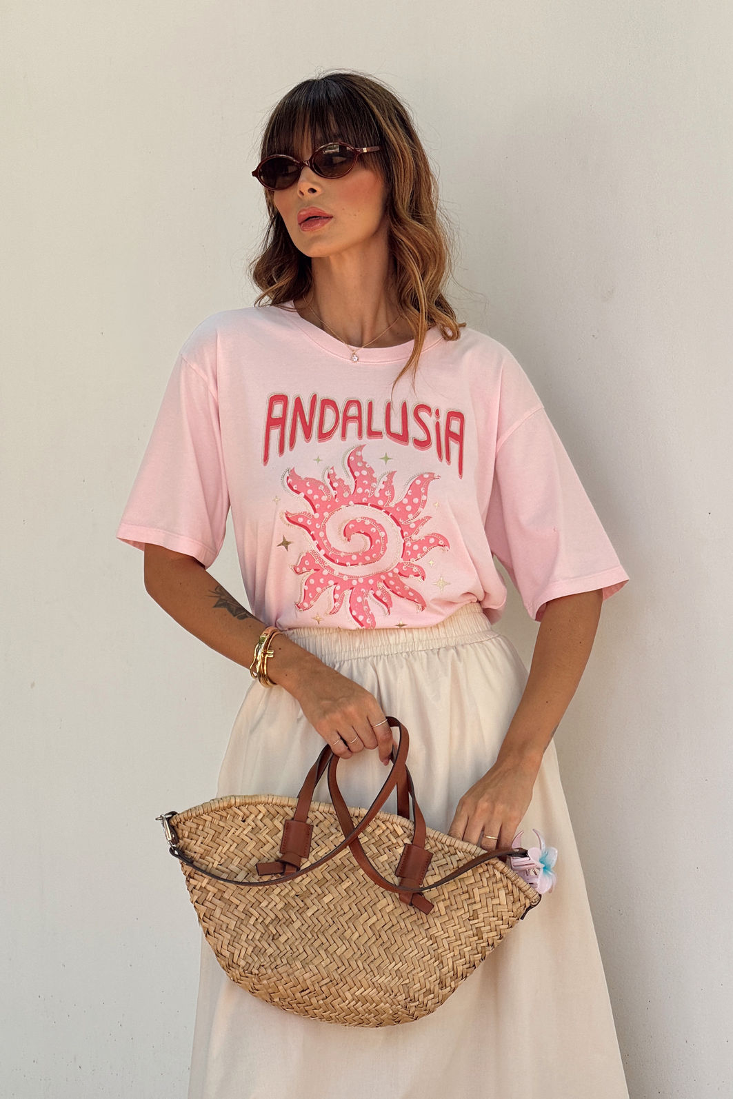 T-SHIRT ESTONADA ANDALUSIA (COM FOIL) ROSA CANDY T-SHIRT ESTONADA ANDALUSIA (COM FOIL) ROSA CANDY