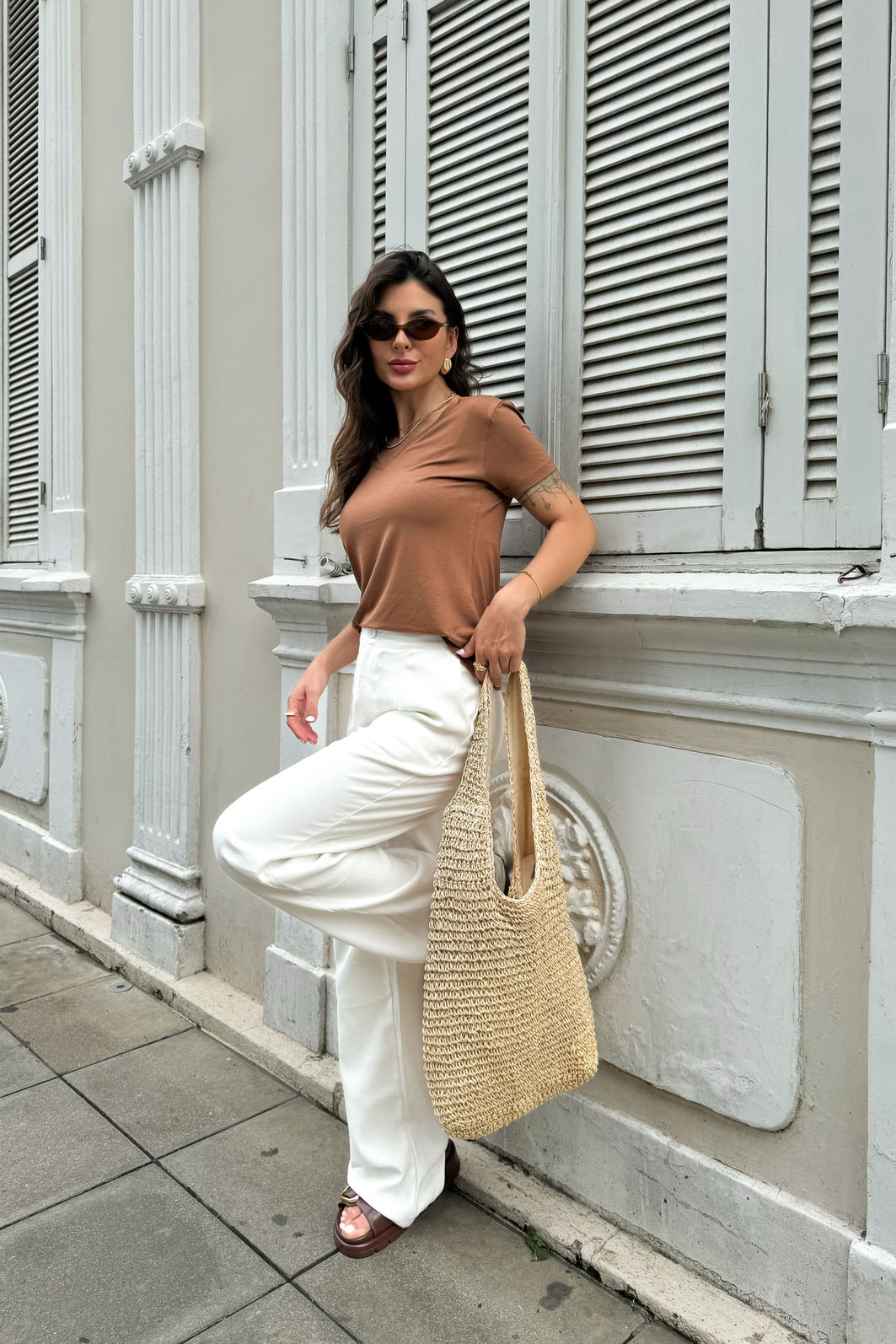 BLUSA VISCOLYCRA DECOTE V MARROM BLUSA VISCOLYCRA DECOTE V MARROM