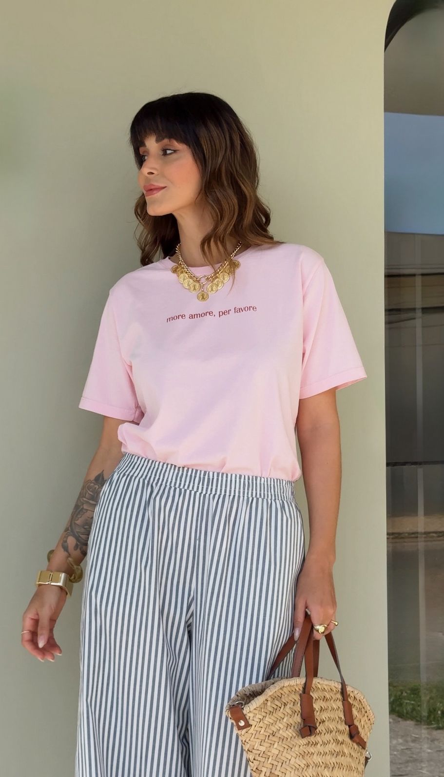 T-SHIRT ESTONADA MORE AMORE ROSA CANDY