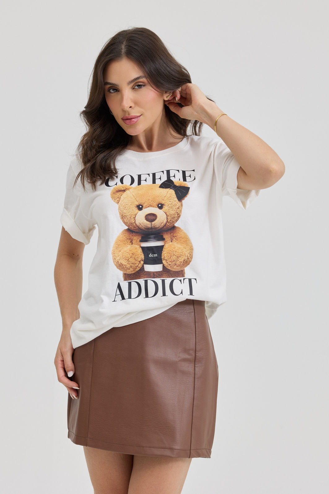 T-SHIRT ESTONADA COFFEE URSINHA OFF WHITE T-SHIRT ESTONADA COFFEE URSINHA OFF WHITE