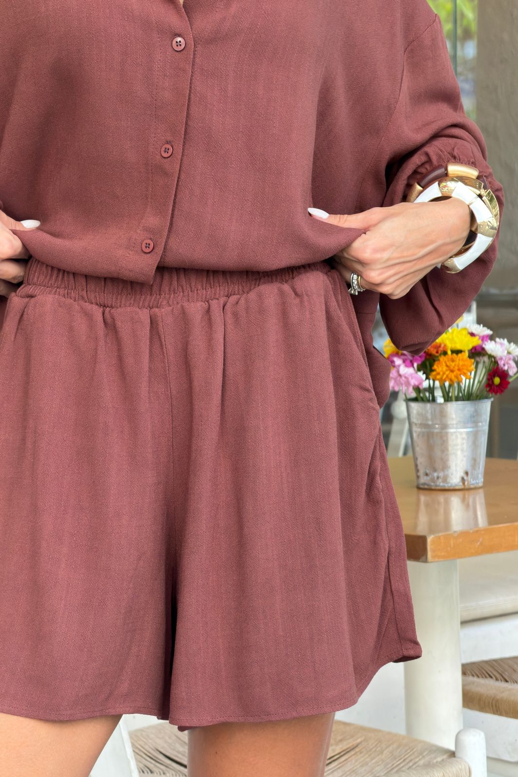 SHORTS ANA MARROM SHORTS ANA MARROM