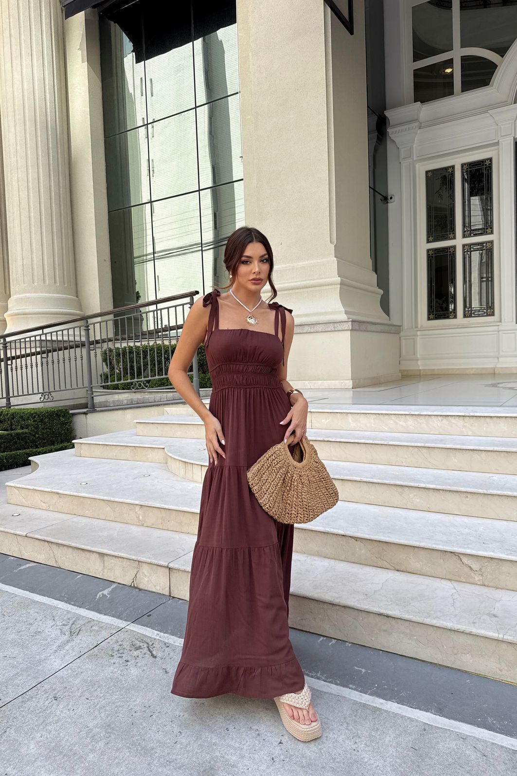 VESTIDO LONGO AURORA MARROM