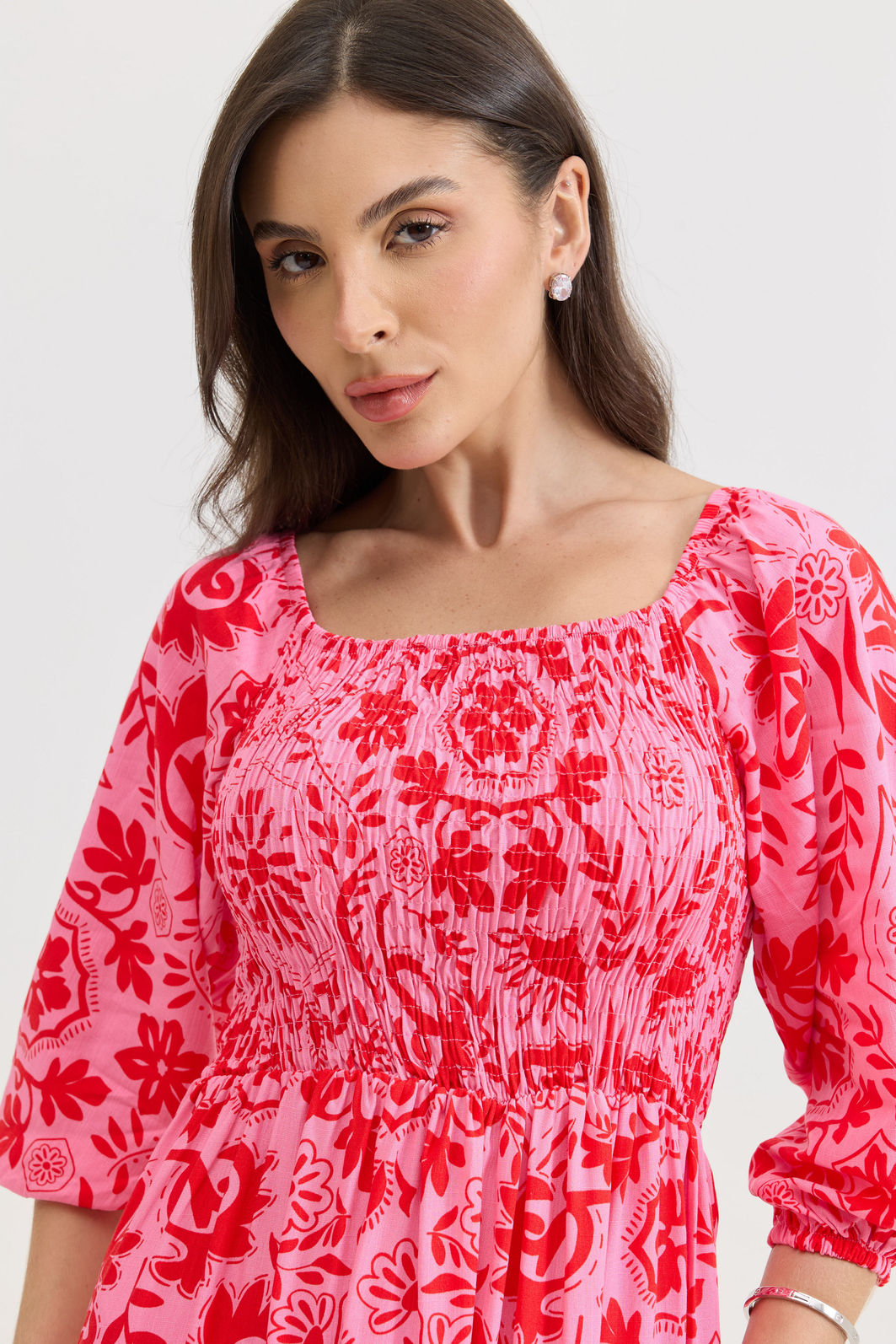 VESTIDO MIDI BARBARA LA FIORE ROSA