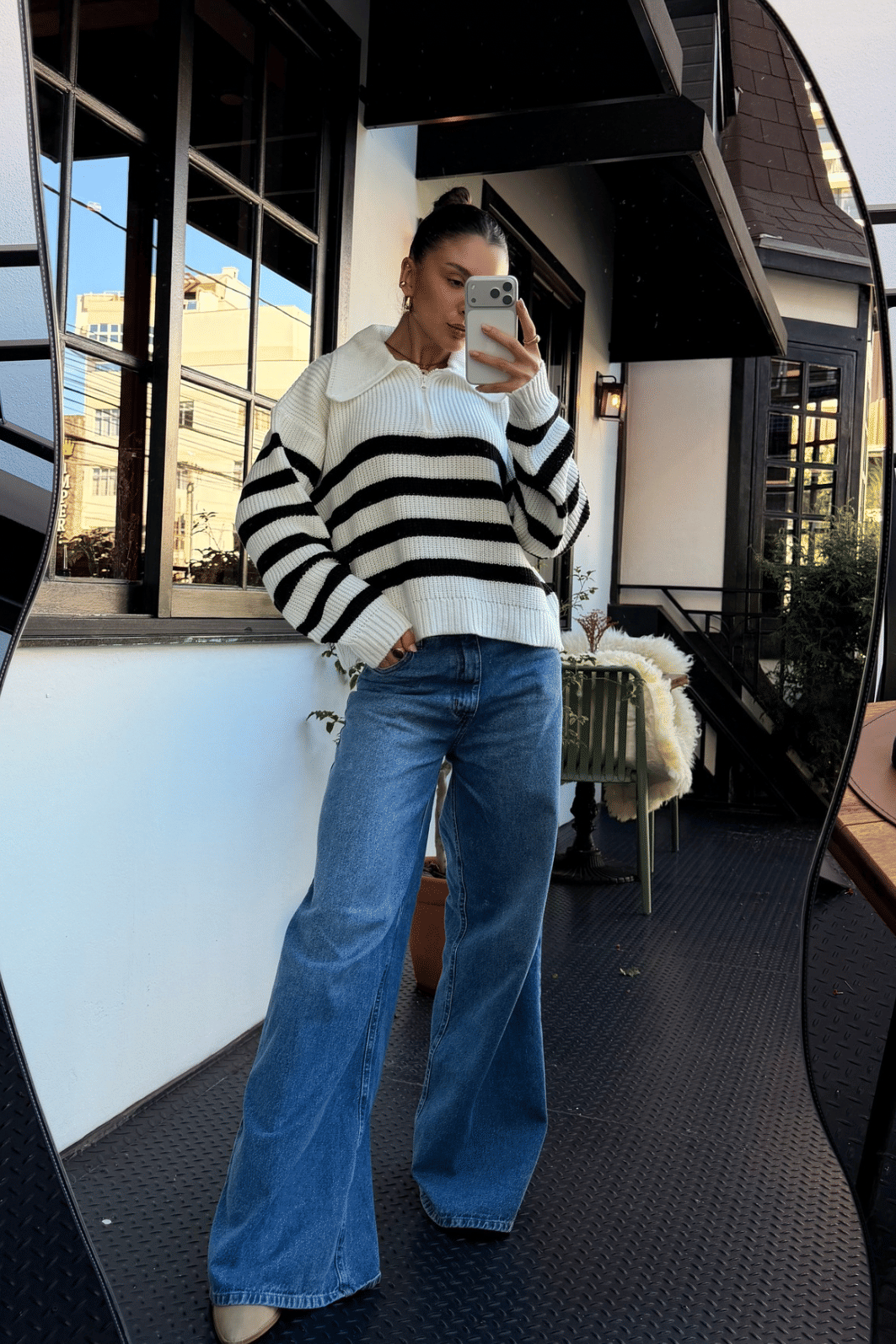TRICOT COM ZÍPER MANGA LONGA LISTRADO GRACE OFF WHITE TRICOT COM ZÍPER MANGA LONGA LISTRADO GRACE OFF WHITE