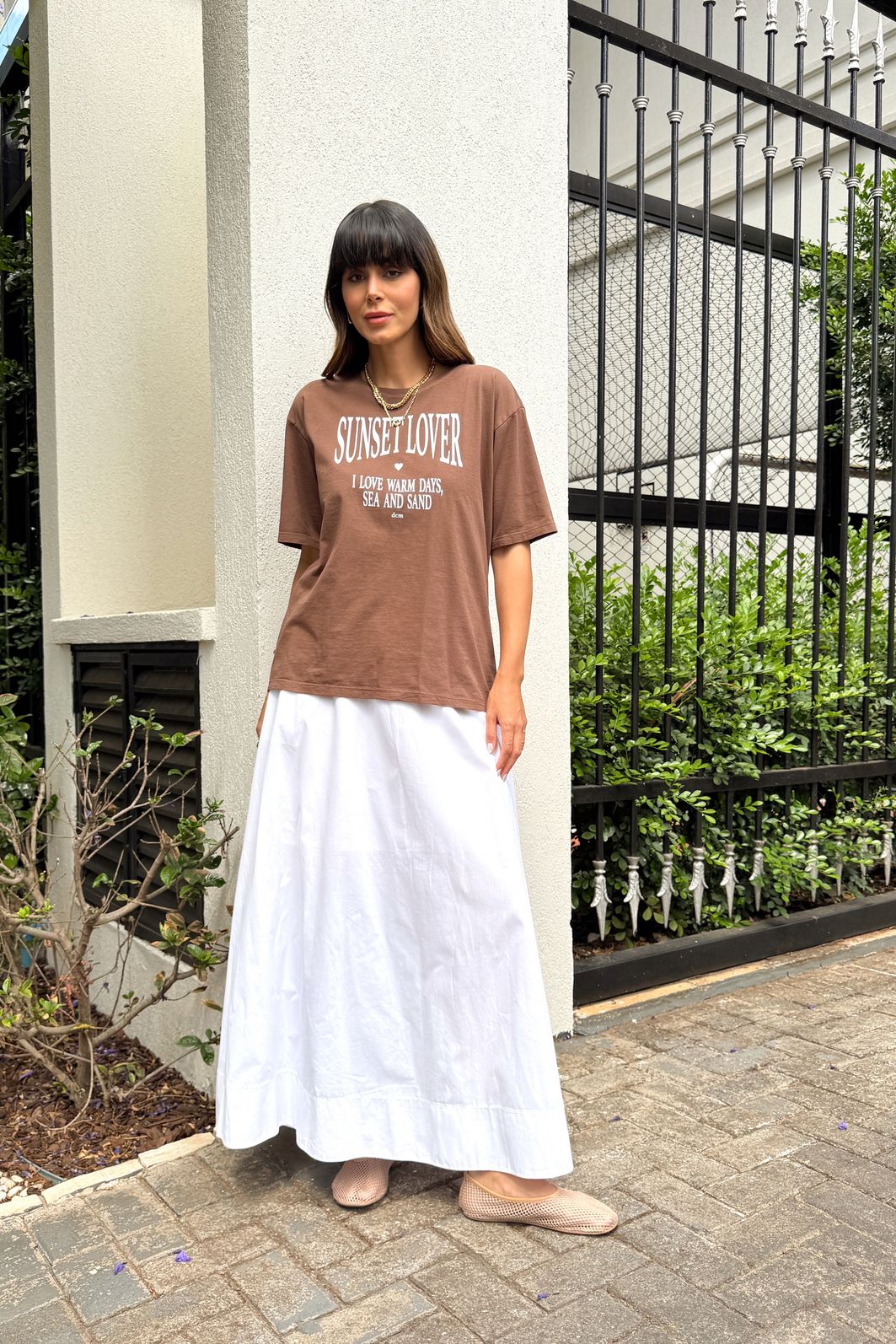 T-SHIRT ESTONADA SUNSET LOVER MARROM CAFÉ T-SHIRT ESTONADA SUNSET LOVER MARROM CAFÉ