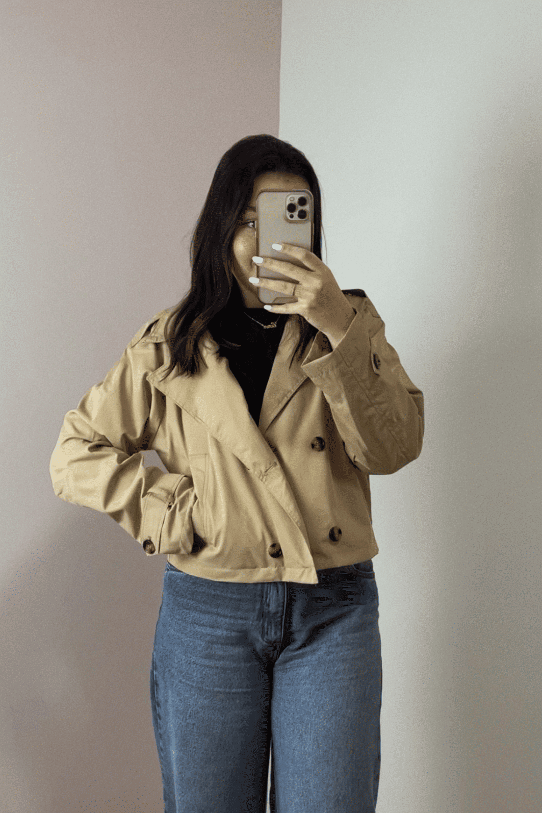 TRENCH COAT COM BOTÕES CROPPED OLIVIA BEGE TRENCH COAT COM BOTÕES CROPPED OLIVIA BEGE