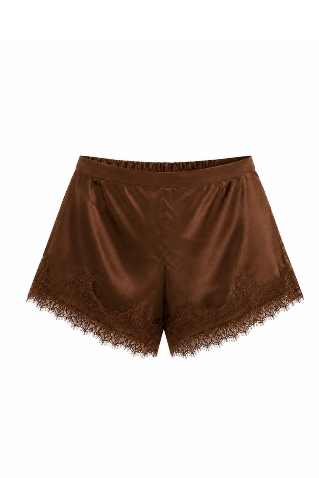 SHORTS DE CETIM COM BARRA DE RENDA INES MARROM SHORTS DE CETIM COM BARRA DE RENDA INES MARROM