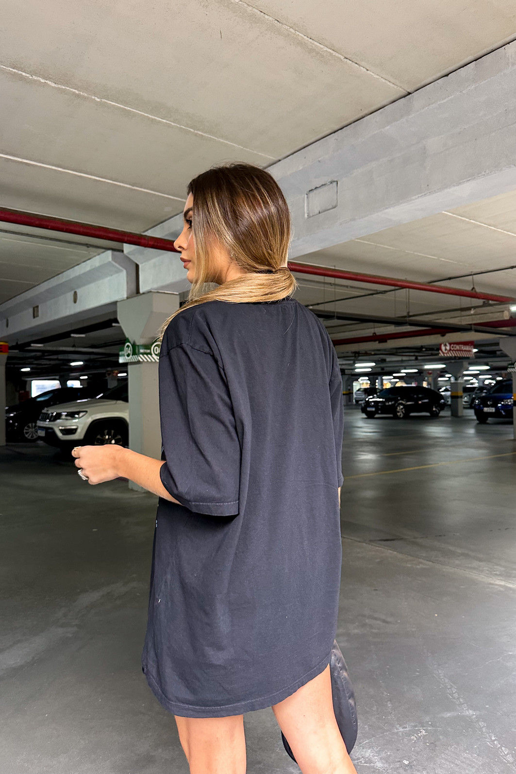 T-SHIRT OVERSIZED ESTONADA HEARTFIRE PRETA