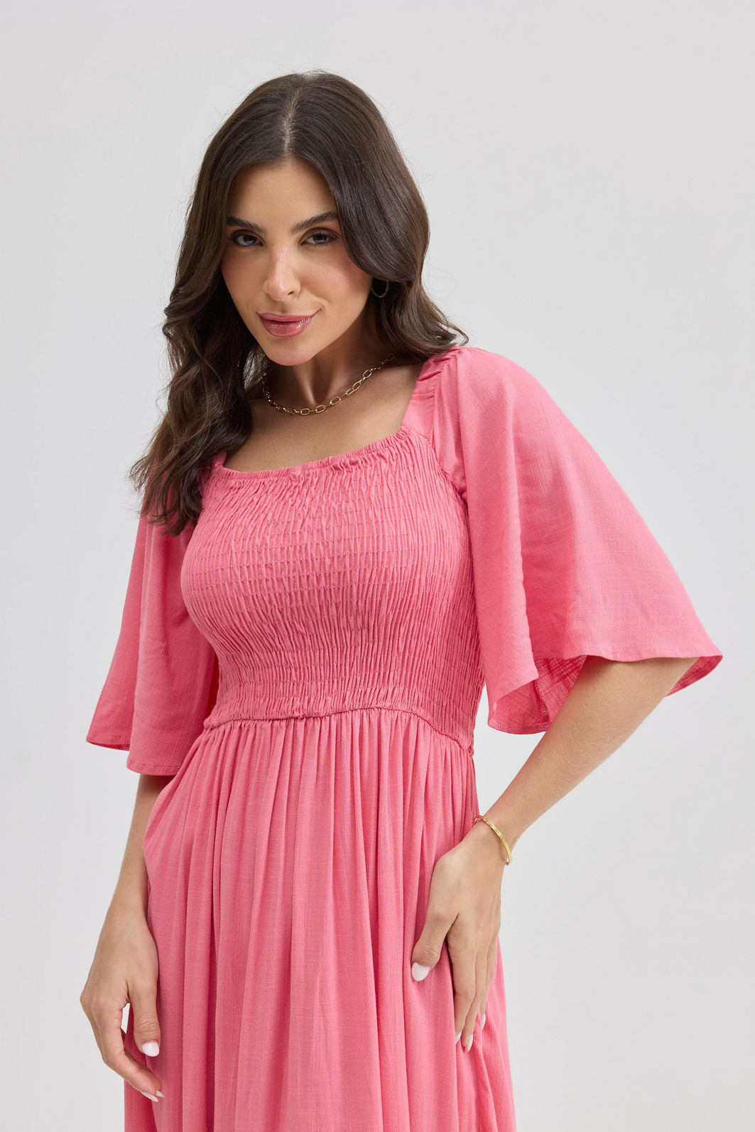 VESTIDO MIDI COM BUSTO EM LASTEX DREAMS ROSA CLARO VESTIDO MIDI COM BUSTO EM LASTEX DREAMS ROSA CLARO