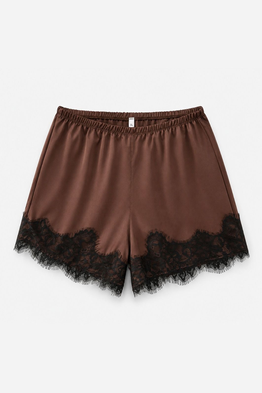 SHORTS DE CETIM COM BARRA DE RENDA HELOISA MARROM SHORTS DE CETIM COM BARRA DE RENDA HELOISA MARROM