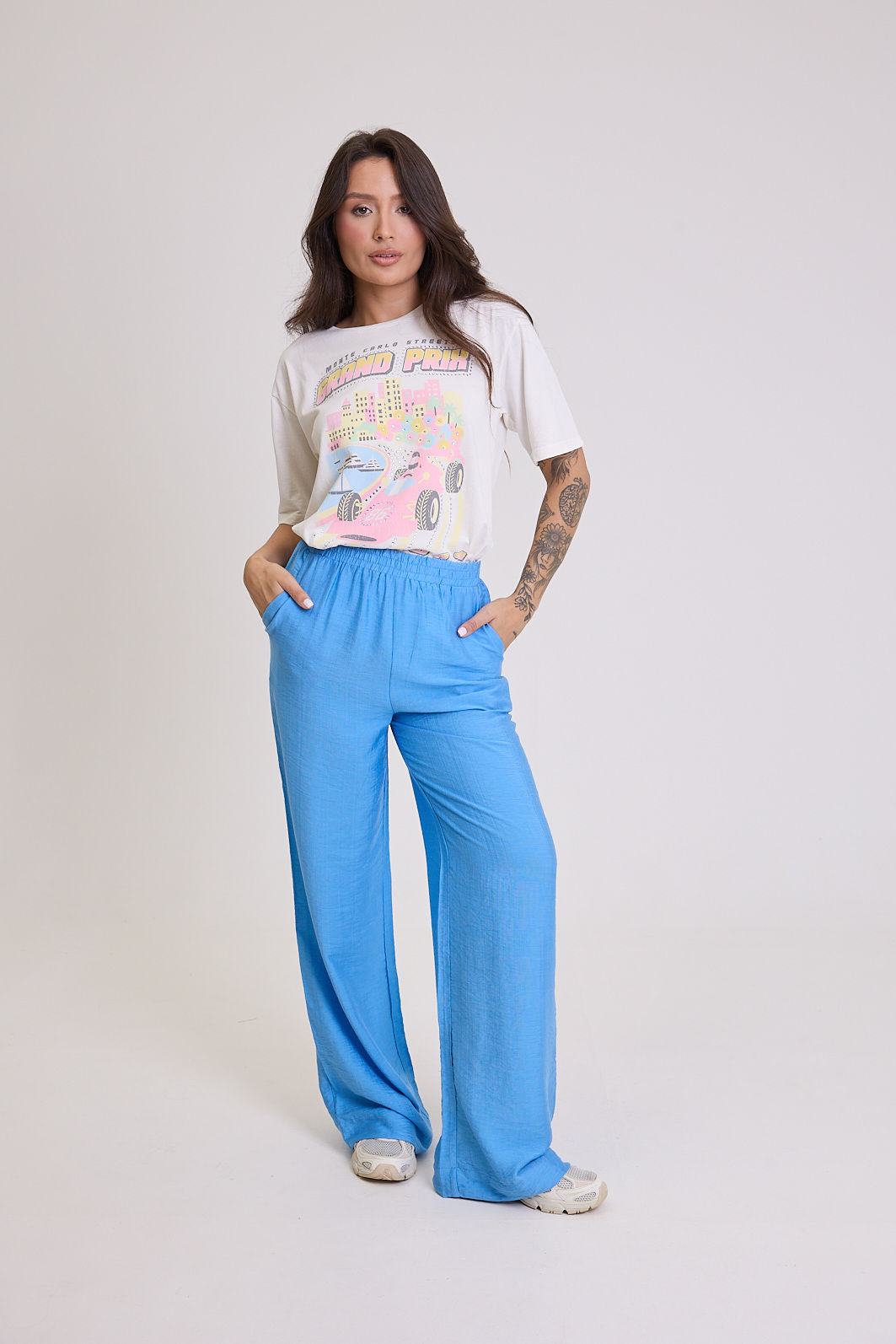CALÇA WIDE LEG CÓS COM ELASTICO MAIA AZUL CLARO CALÇA WIDE LEG CÓS COM ELASTICO MAIA AZUL CLARO