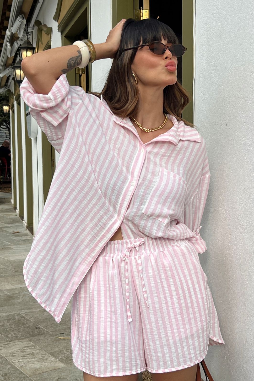 SHORTS LISTRADO FRESH ROSA CANDY SHORTS LISTRADO FRESH ROSA CANDY