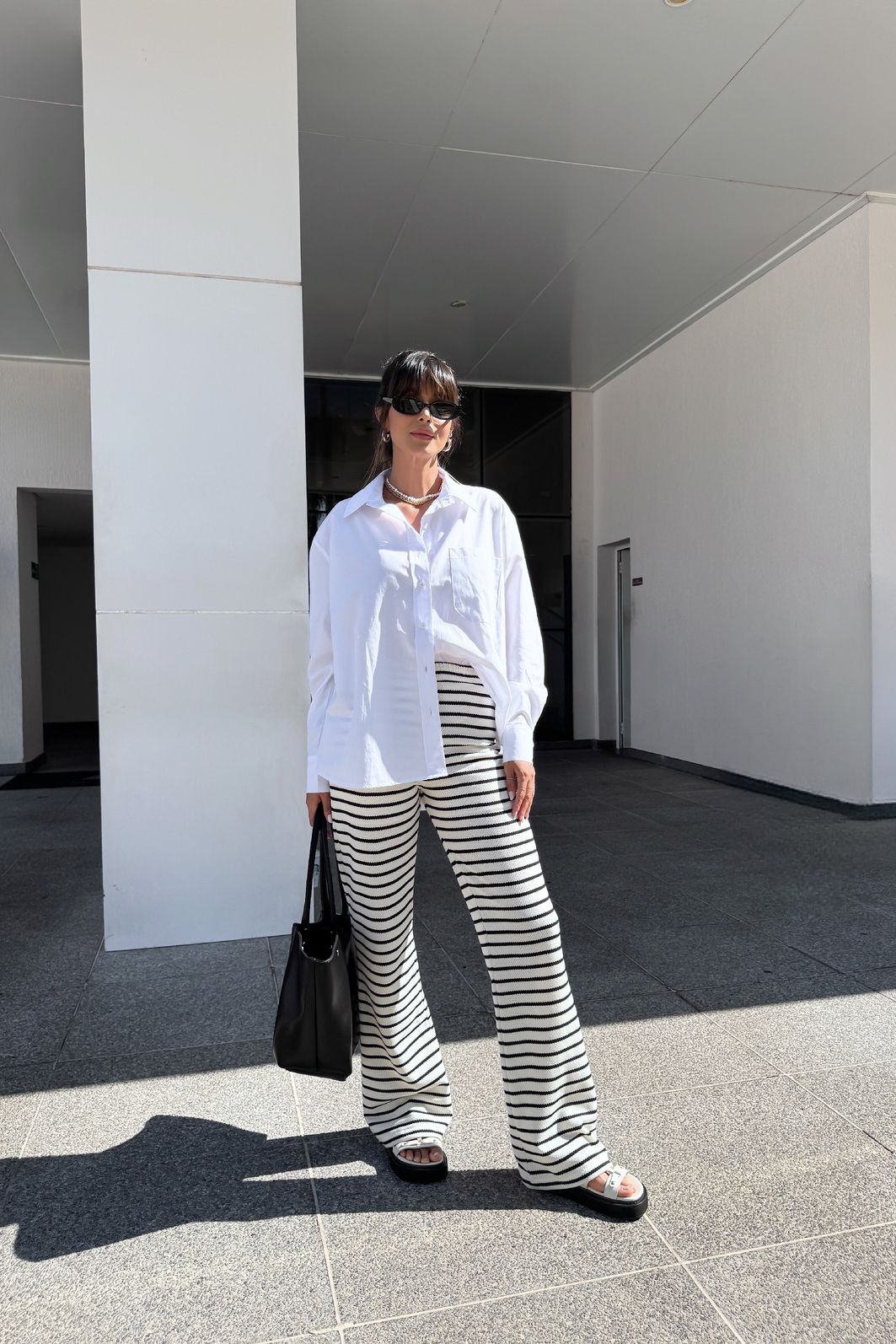 CALÇA JULIA LISTRADA NAVY OFF WHITE