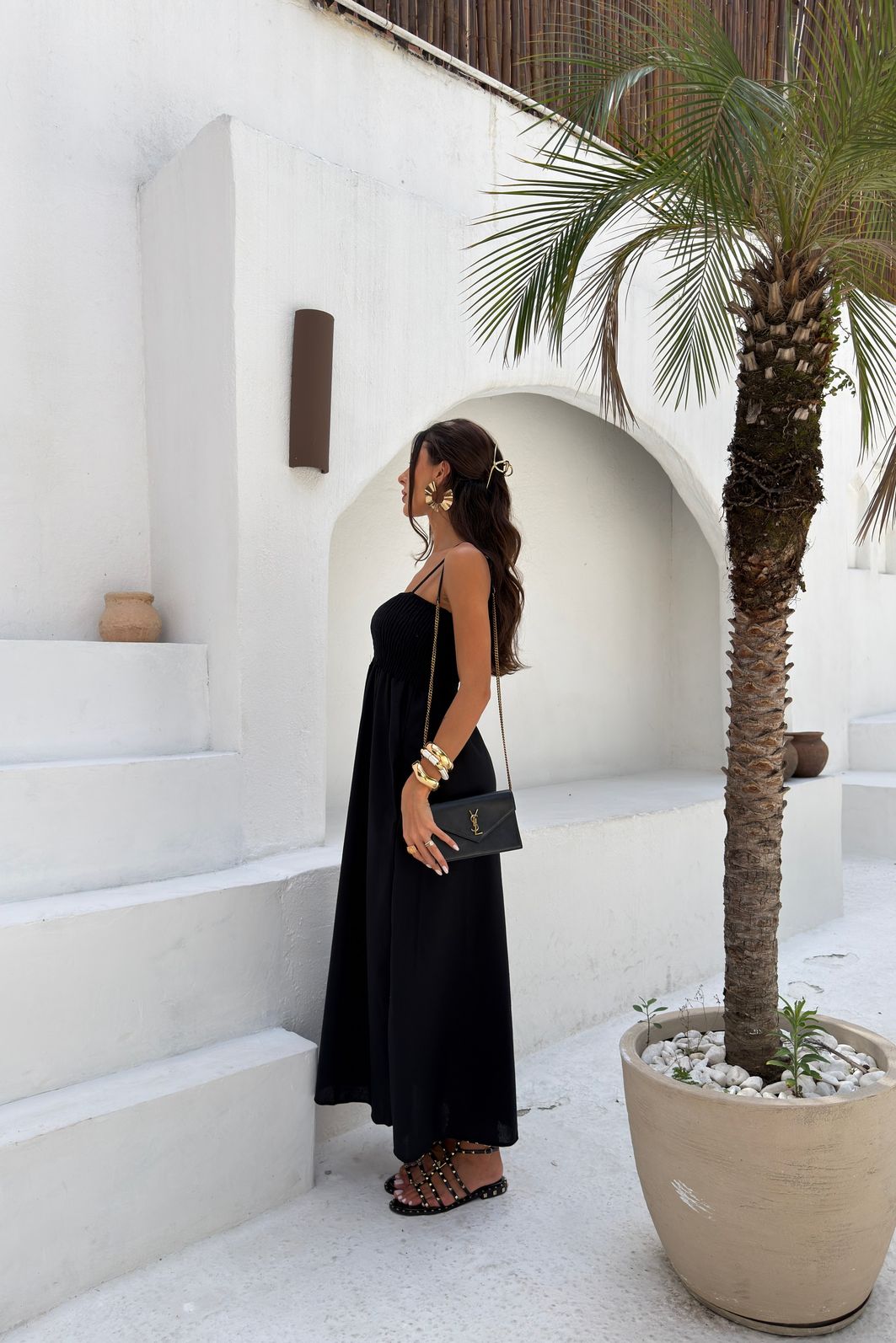 VESTIDO MIDI PANDORA LINHO PRETO