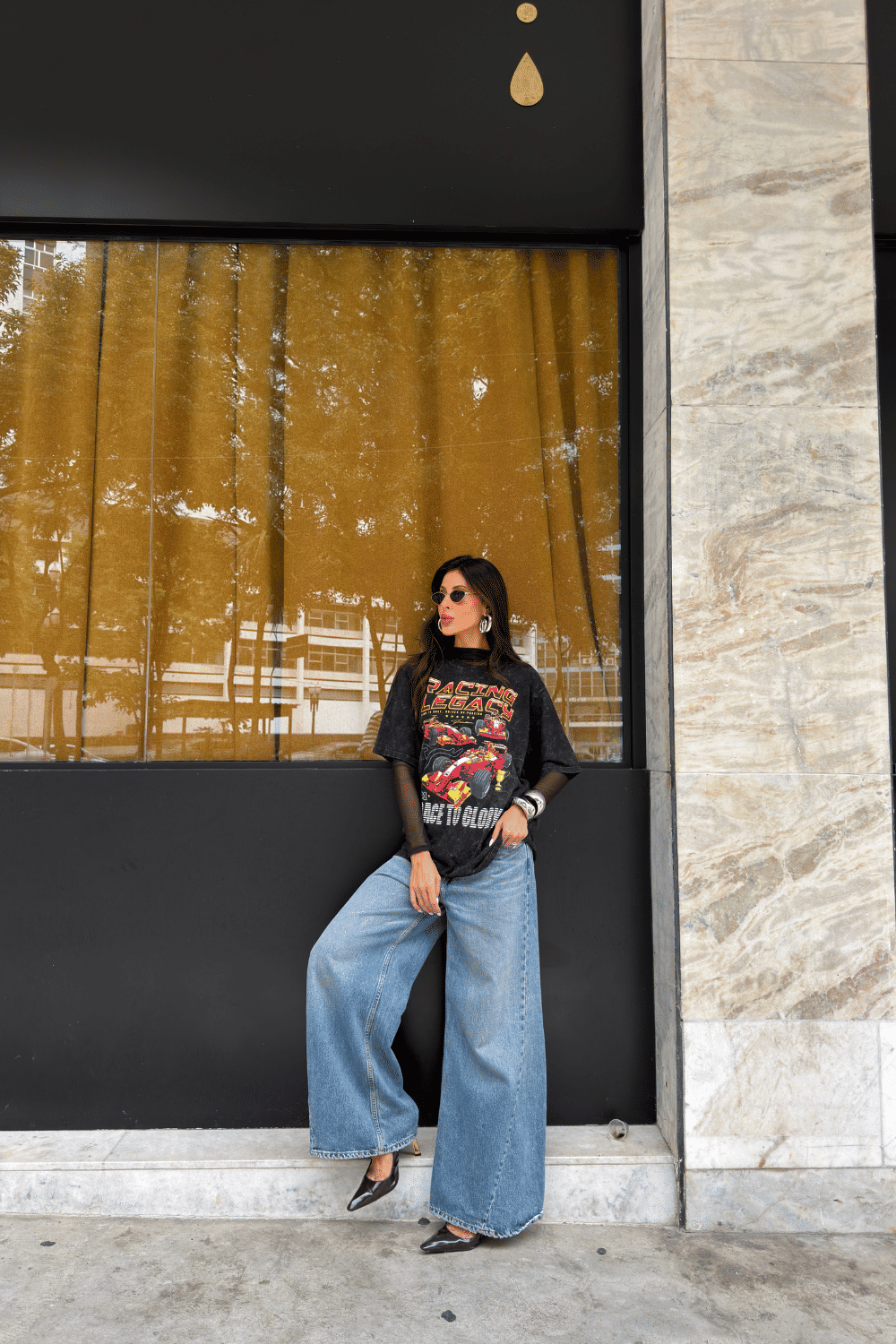 T-SHIRT OVERSIZED RACING LEGACY PRETO SKY