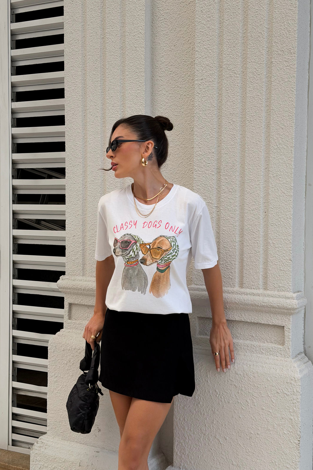 T-SHIRT ESTONADA ONLY CLASSY DOGS AQUARELA T-SHIRT ESTONADA ONLY CLASSY DOGS AQUARELA