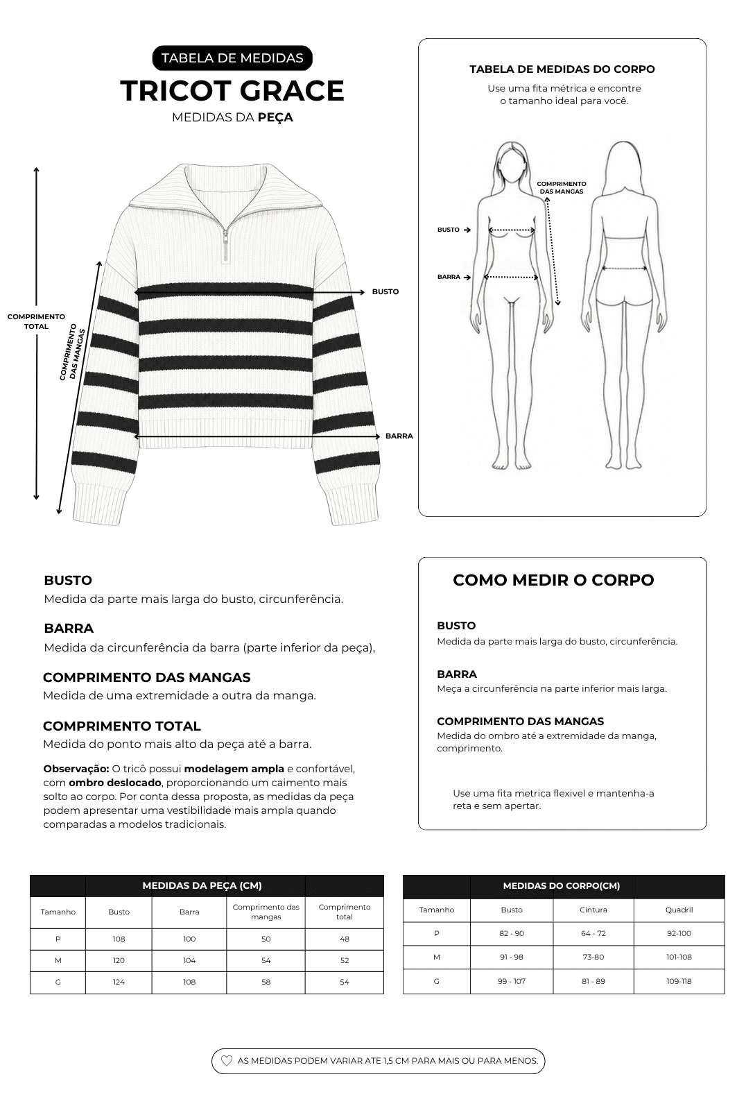 TRICOT COM ZÍPER MANGA LONGA LISTRADO GRACE OFF WHITE