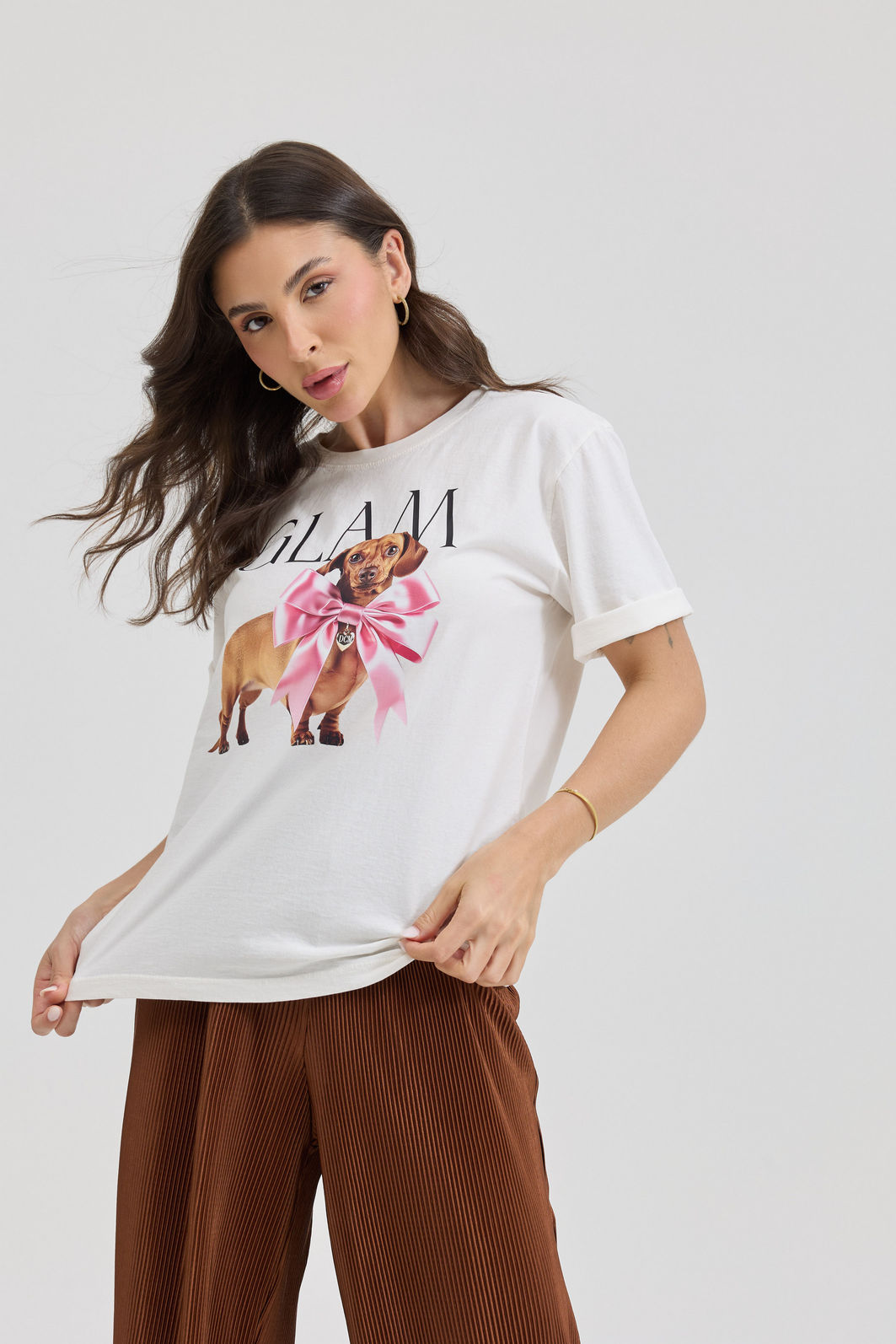 T-SHIRT ESTONADA GLAM DOG LAÇO OFF WHITE T-SHIRT ESTONADA GLAM DOG LAÇO OFF WHITE