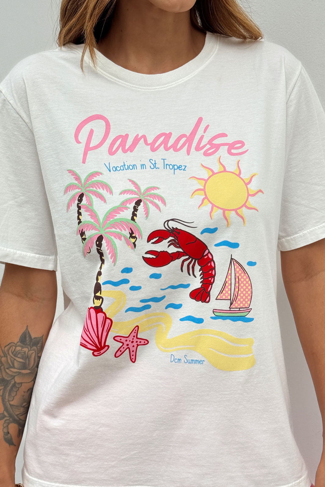 T-SHIRT ESTONADA VACATION PARADISE PATCHES OFF WHITE T-SHIRT ESTONADA VACATION PARADISE PATCHES OFF WHITE