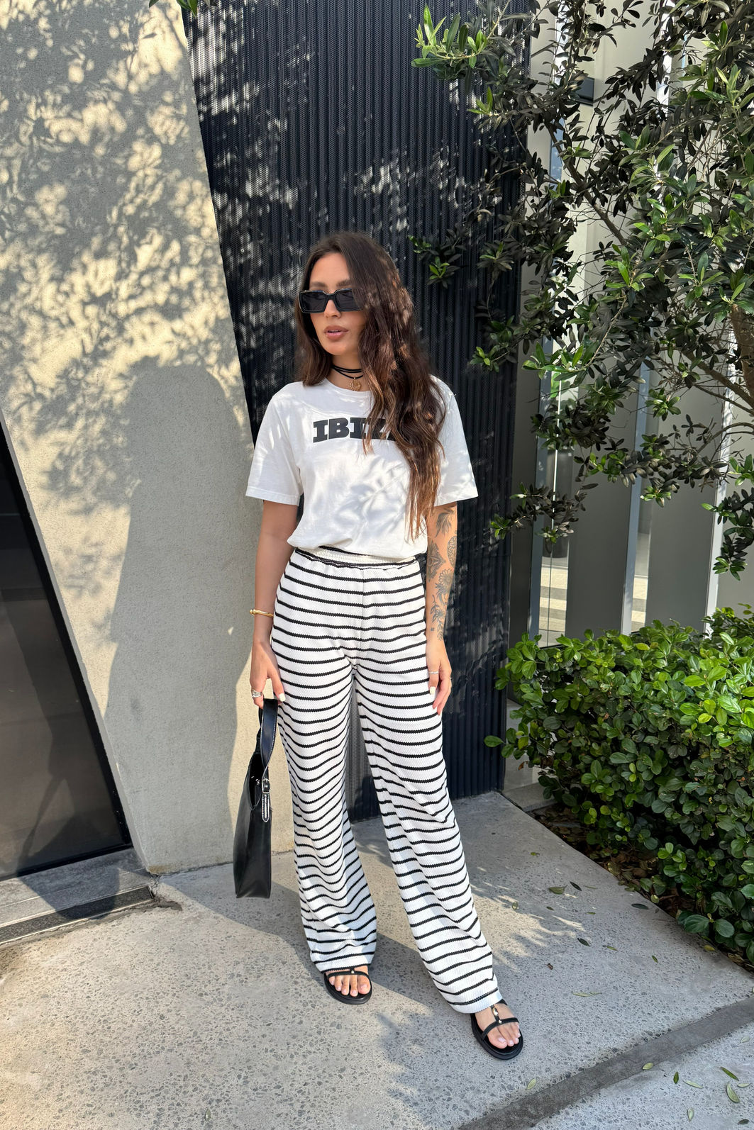 CALÇA JULIA LISTRADA NAVY OFF WHITE