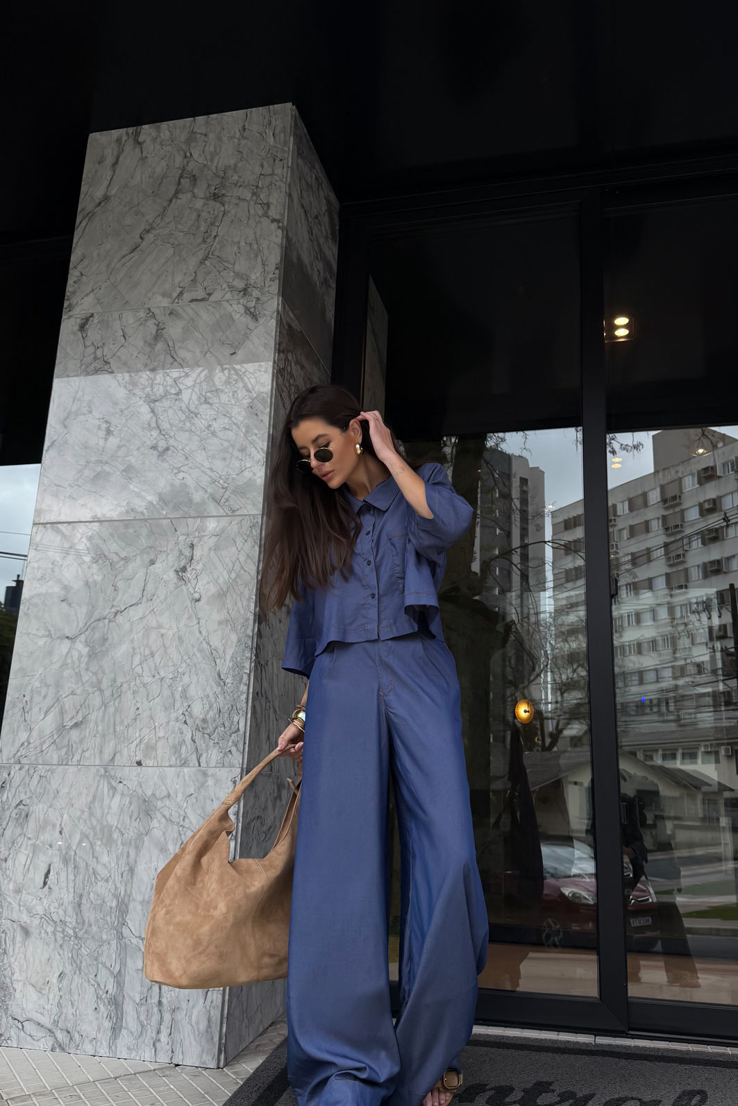 CAMISA OVER CROPPED POSITANO AZUL JEANS CAMISA OVER CROPPED POSITANO AZUL JEANS