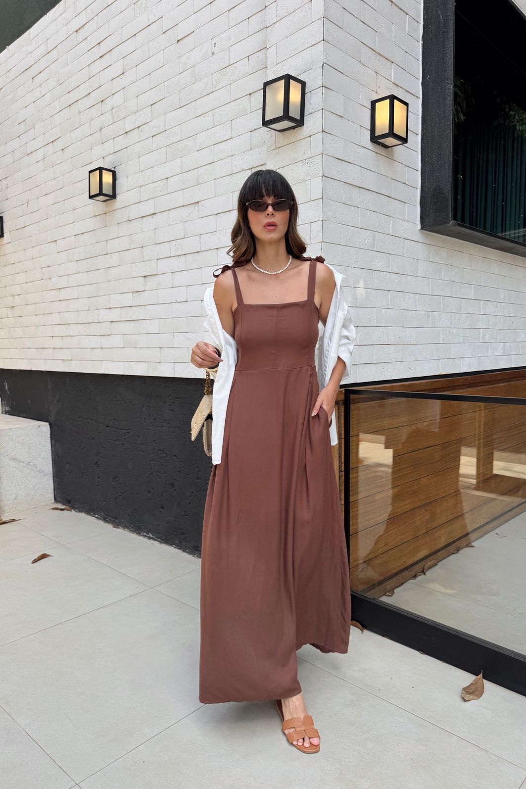 VESTIDO MIDI AGHATA MARROM VESTIDO MIDI AGHATA MARROM