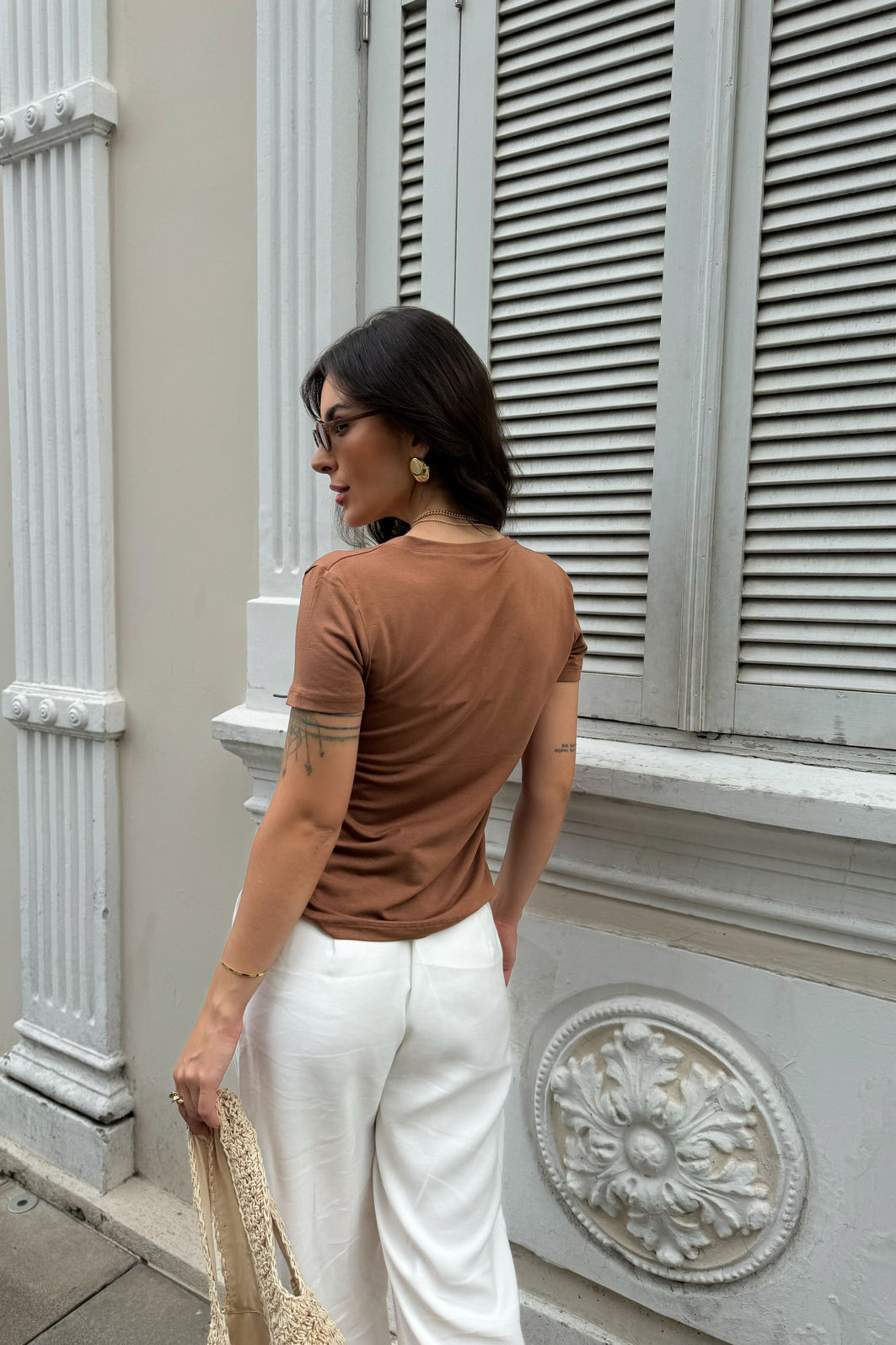 BLUSA VISCOLYCRA DECOTE V MARROM BLUSA VISCOLYCRA DECOTE V MARROM