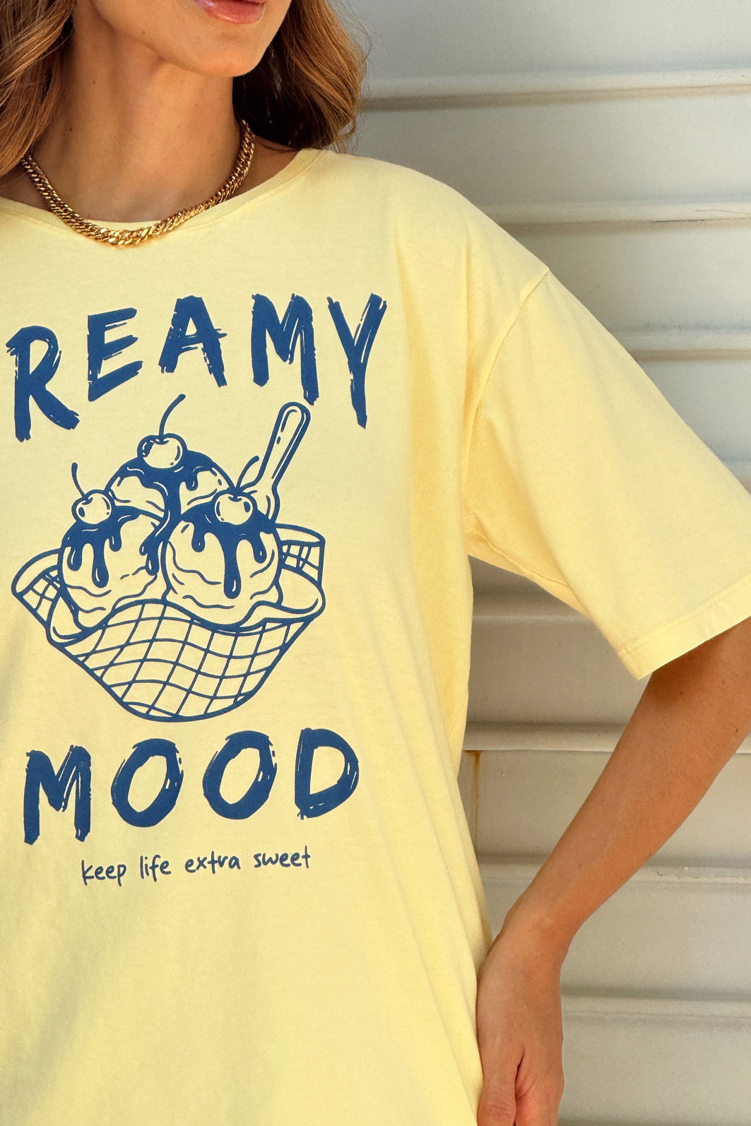 T-SHIRT ESTONADA CREAMY MOOD AMARELO CANDY T-SHIRT ESTONADA CREAMY MOOD AMARELO CANDY