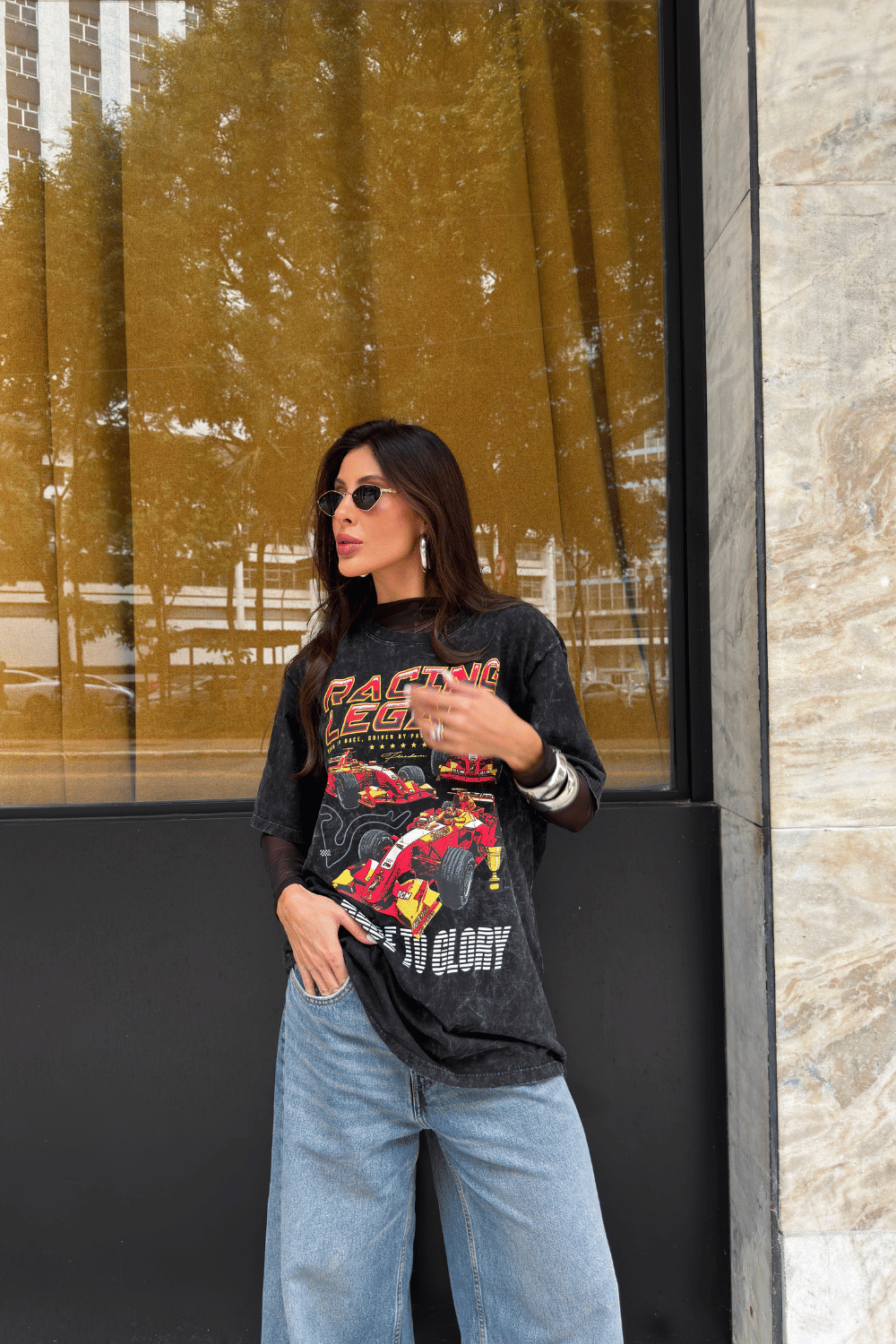 T-SHIRT OVERSIZED RACING LEGACY PRETO SKY T-SHIRT OVERSIZED RACING LEGACY PRETO SKY