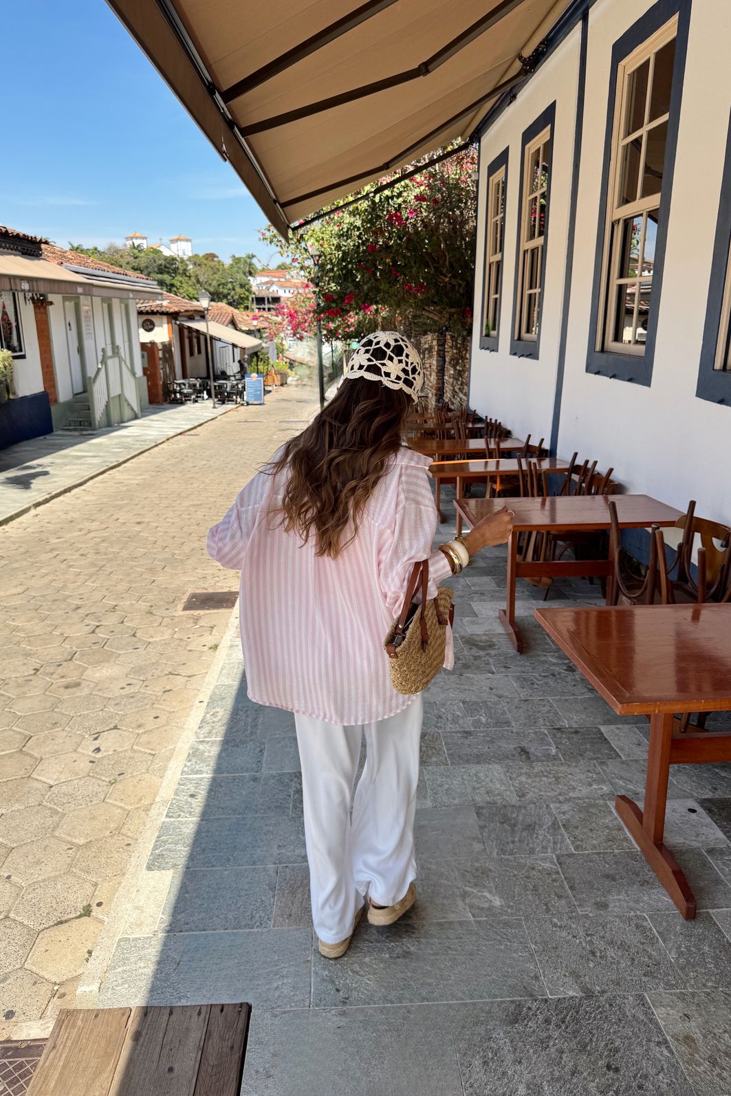 CAMISA BOTÕES LISTRAS OVER THAIS ROSA CANDY